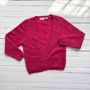 hot pink‎ 80s vtg mohair cardigan sweater